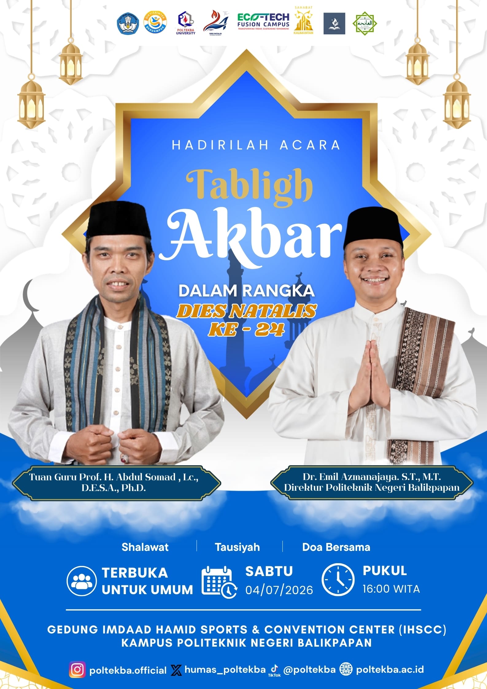 Poltekba Gelar Tabligh Akbar Dies Natalis ke-24 Bersama Ustadz Prof. H. Abdul Somad