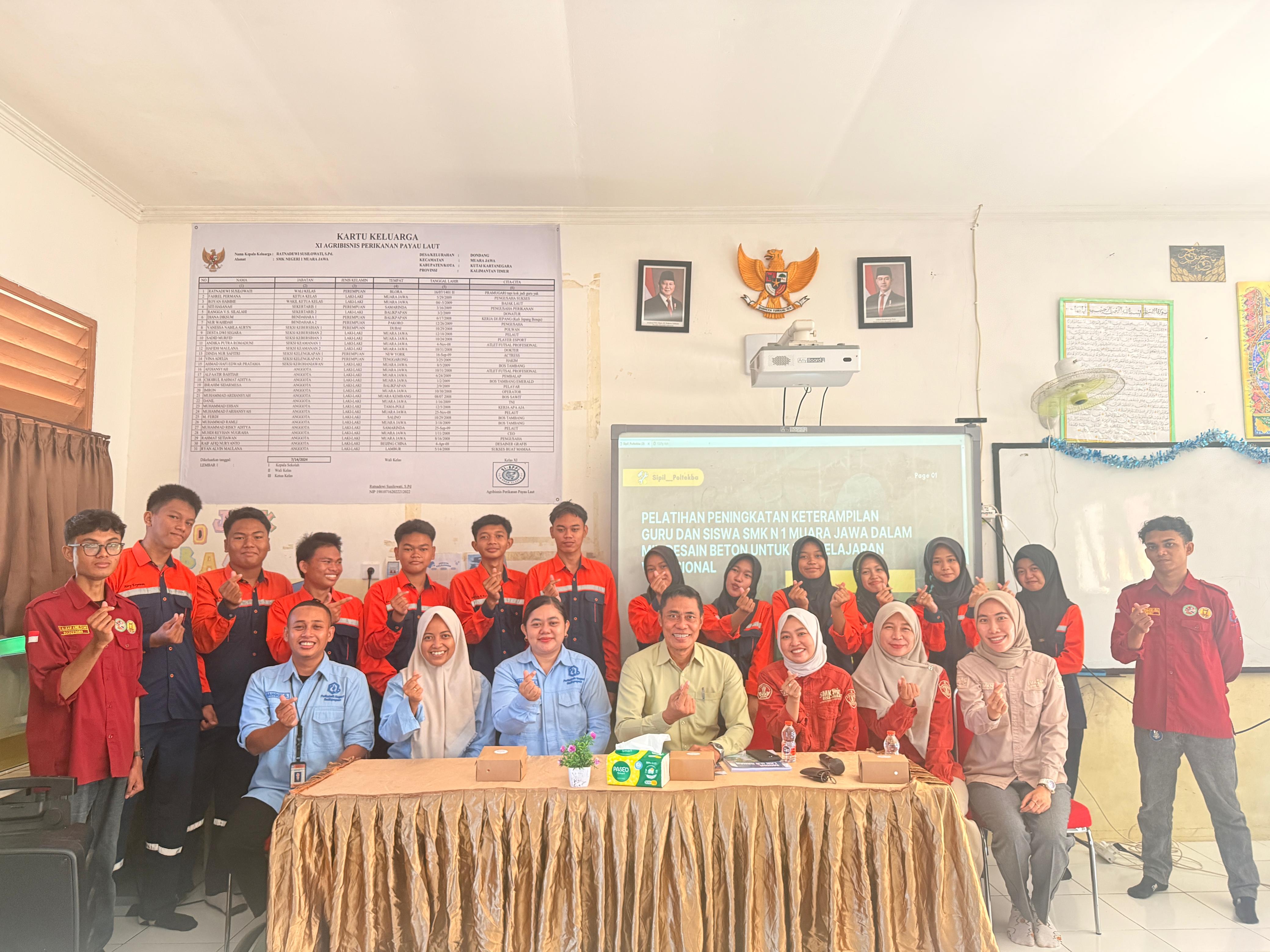 Poltekba Gelar Pengabdian kepada Masyarakat, Tingkatkan Keterampilan Mix Design Beton Guru dan Siswa SMK N 1 Muara Jawa