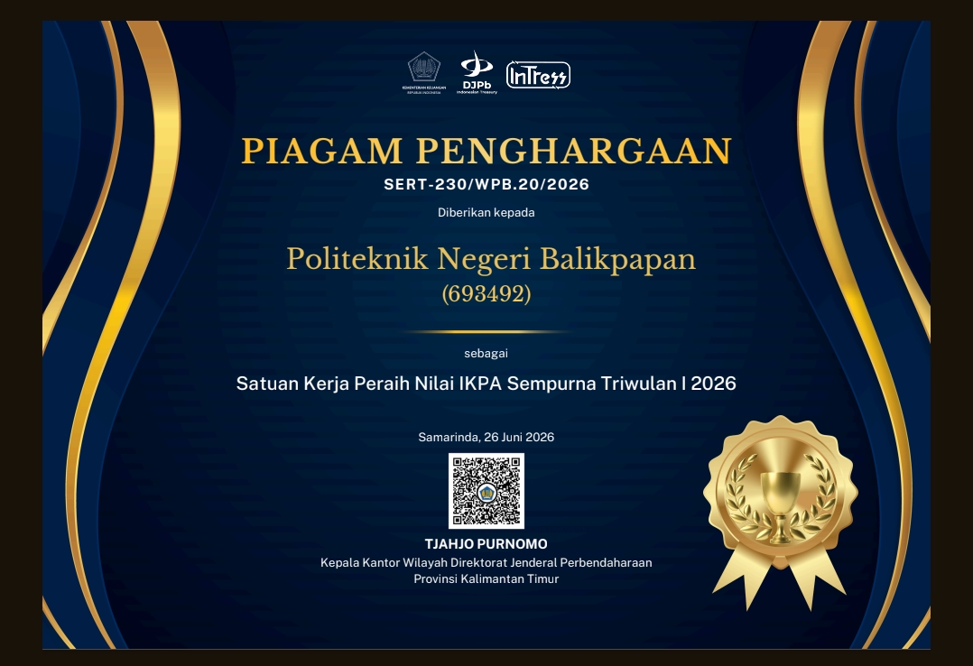 POLTEKBA RAIH PENGHARGAAN IKPA SEMPURNA TRIWULAN I TAHUN 2026, WUJUD KOMITMEN DALAM TATA KELOLA KEUANGAN YANG AKUNTABEL