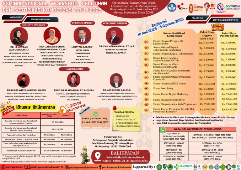 Meningkatkan Profesionalisme Laboratorium: PPLPI 2025 Gelar Seminar dan Sertifikasi Kompetensi di Balikpapan